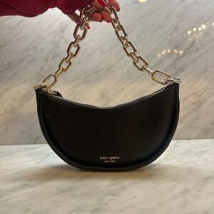 Kate Spade smile bag leather black with silver chain!